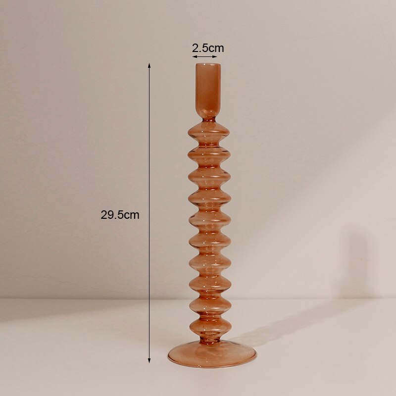 Brown Glass Candle Stick Holders Table Decoration Candles Holder for Candlestick Dinner Candles Party Wedding Centerpieces home: 020-3