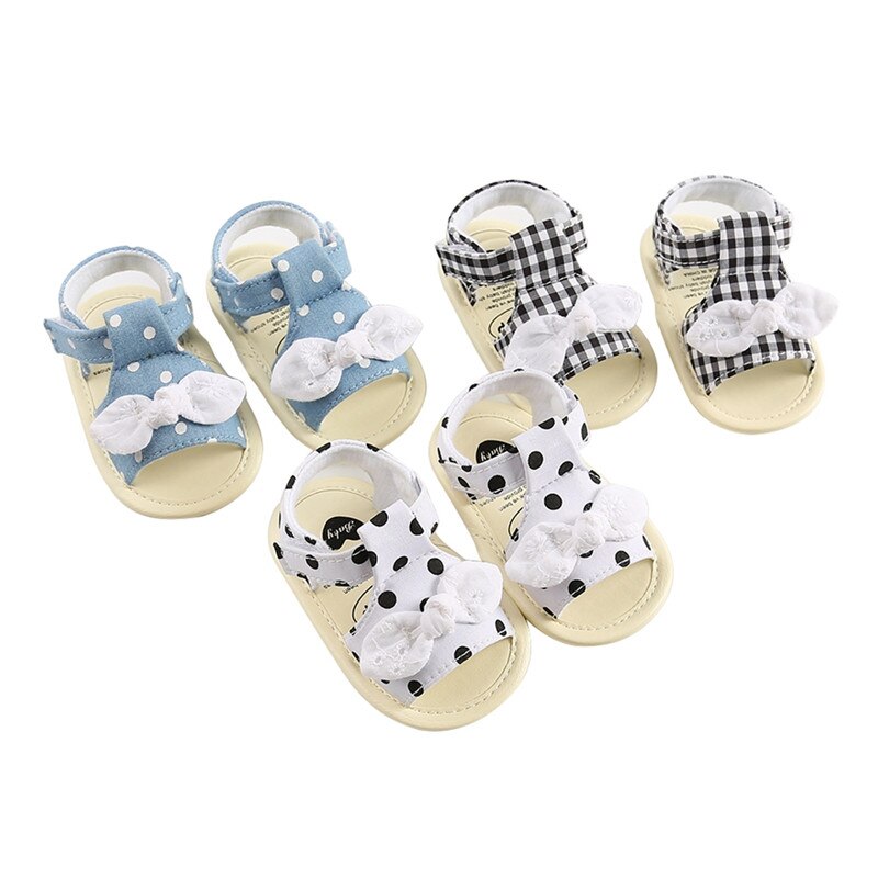 Pudcoco mais novo bebê menina pontos arco antiderrapante princesa berço sapatos sandálias de verão tamancos 0-18 m