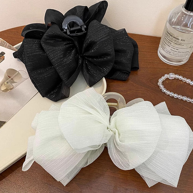 Pinza para el pelo con lazo de gasa grande de tres capas para mujer, diadema decorativa para el pelo, pinza para el pelo, accesorios para el cabello a la