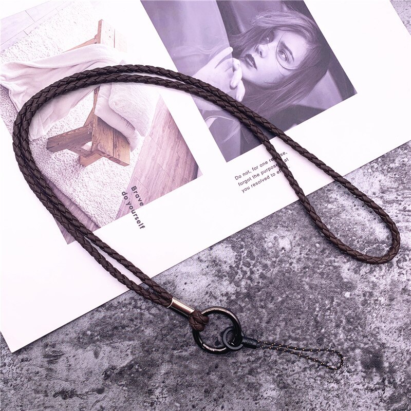 Cordón de cuero PU cuerda trenzada hebilla redonda de cobre antiguo excelente correa para llaves Tarjeta de Identificación pase gimnasio USB Cordón de teléfono móvil: G09