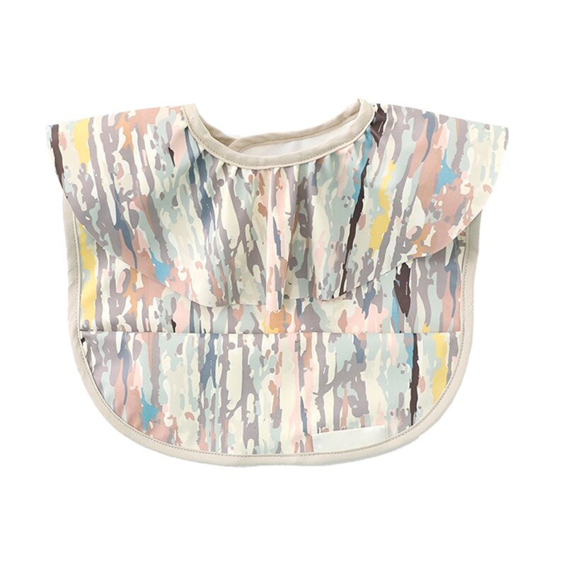 Zuigelingen Pu Leer Waterdicht Feeding Doek Baby Kwijlen Bib Burp Doek Met Pocket Tas Wasbaar Kinderen Tekening Schort