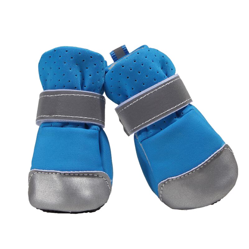 Chaussures réfléchissantes pour chiens et chats, bottes de protection des pattes pour animaux de compagnie, antidérapantes, respirantes et imperméables, 4 tailles: Bleu / S