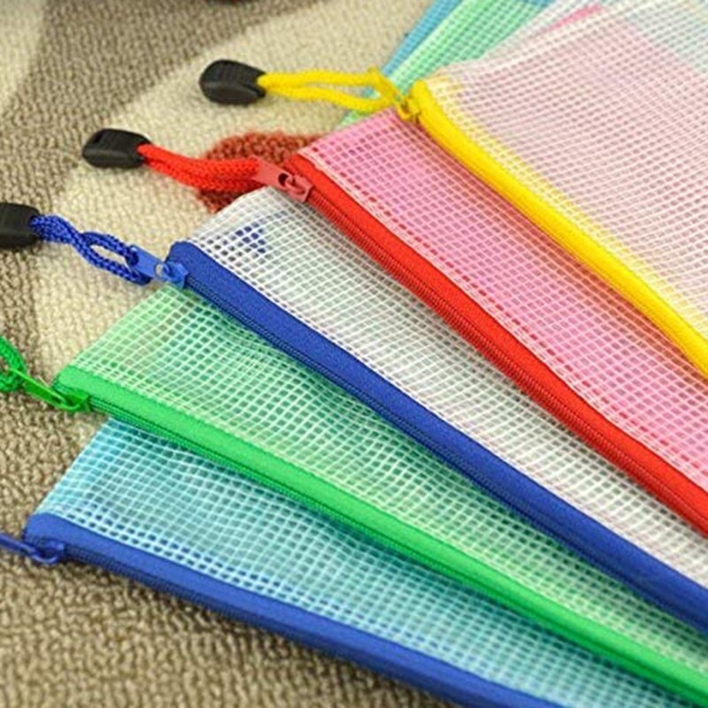 10Pcs Zipper File Bags PVC Document Bag Zipper Folders Document Pouch Receipts Organizer(A4 Mixed Colors)