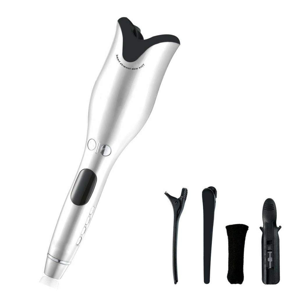 Bigoudi automatique pour cheveux, appareil pour boucler les cheveux, fer à friser en céramique, Machine Portable, grand boucleur, outils pour boucler les cheveux: White with box / L'UA