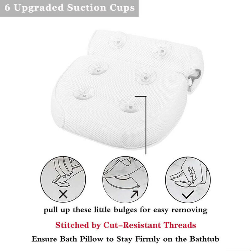 Foam Kussen Bad Head Rest Spa Neck Rugkussen Met 6 Zuignappen Badkamer