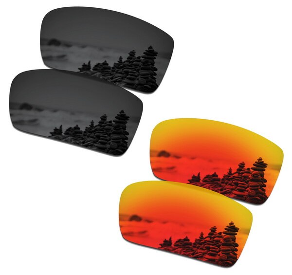 SmartVLT 2 Pairs Gepolariseerde Zonnebril Vervanging Lenzen voor Oakley Gascan Stealth Zwart en Fire Red: Default Title