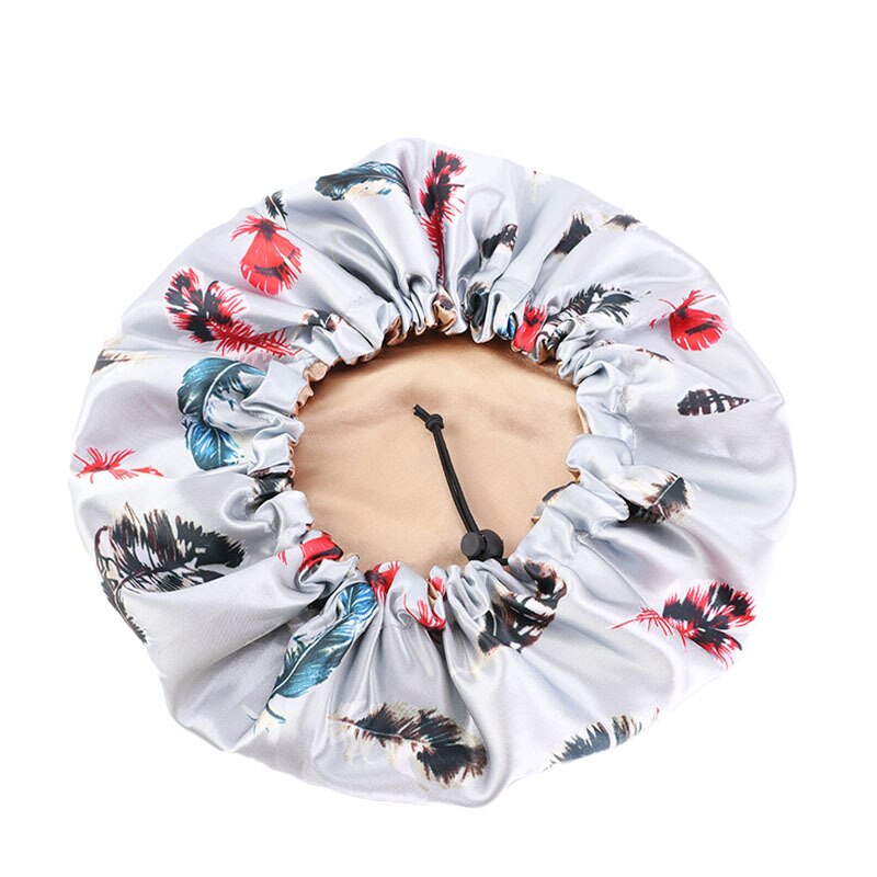 36cm Double-sided Hair Caps Reversible Satin Bonnet Hat Ajustable Silky Night Sleep Cover Cap Hair Hat Hair Styling Accessories: Gray