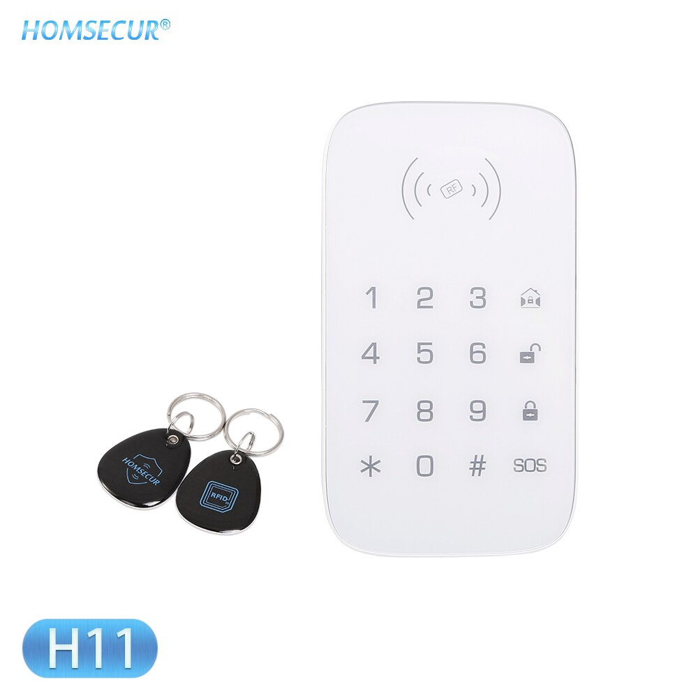 HOMSECUR H11 433MHz Wireless Password Touch Keypad+2pcs RFID Keyfob for LA01,LA02,LA02-3G and LA03-3G Alarm System Home Burglar