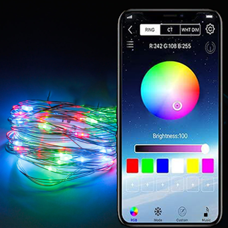 Guirnalda de luces Led con función de memoria, tira de luces con Bluetooth, Control por aplicación, música sincronizada, decoración de de Navidad, 2-30m