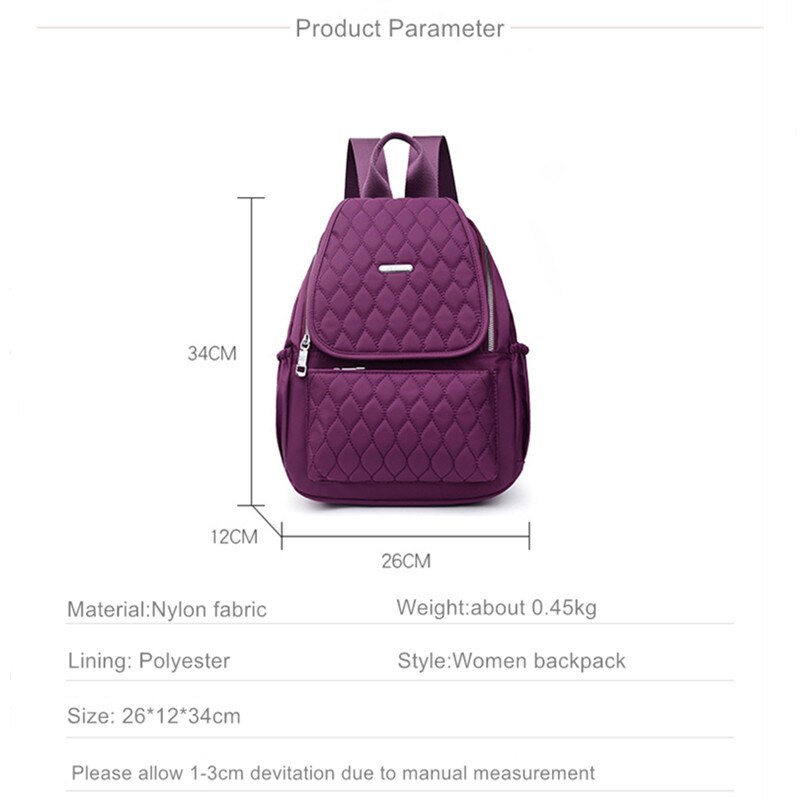 Vento Marea Travel Women Backpack School Bag For Teenage Girl Waterproof Nylon Shoulder Bag Multi Pocket Black Rucksack