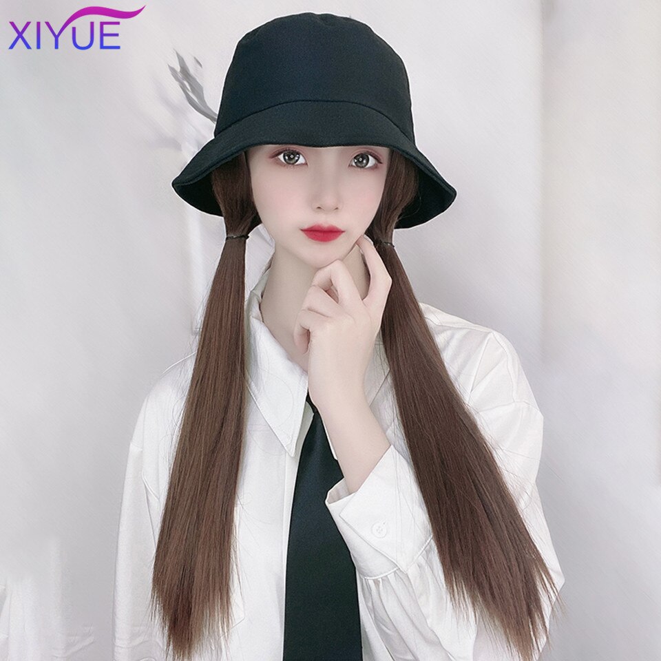 Longue ligne droite coiffure en couches bandeau demi tête couverture clavicule cheveux synthétiques Extensions de cheveux chapeau cheveux naturel postiche