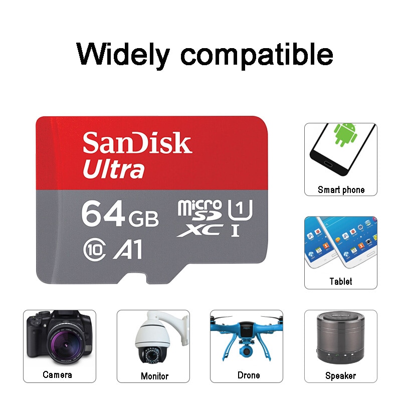 Sandisk Ultra Memory Card 32gb 64gb 128gb 200gb 256gb micro SD Class 10 microSDHC/SDXC TF Card 98MB/S 100MB/S for UAV Cellphone