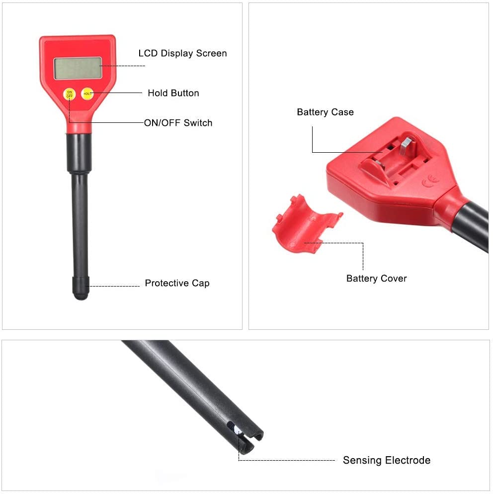 Soil Tester Ph Meter Digital Ph Meters Portable LCD Acidity Soil Ph Meter Soil Moisture Tester Ph-98103 for Agriculture Food