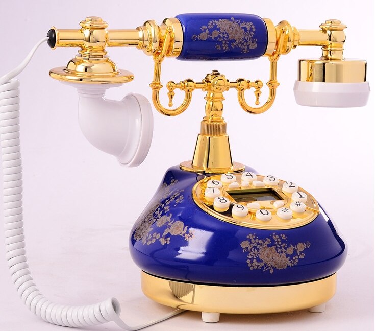 vintage telephone/ Ceramic rustic antique telephone / Handsfree/blue Backlit/Caller ID