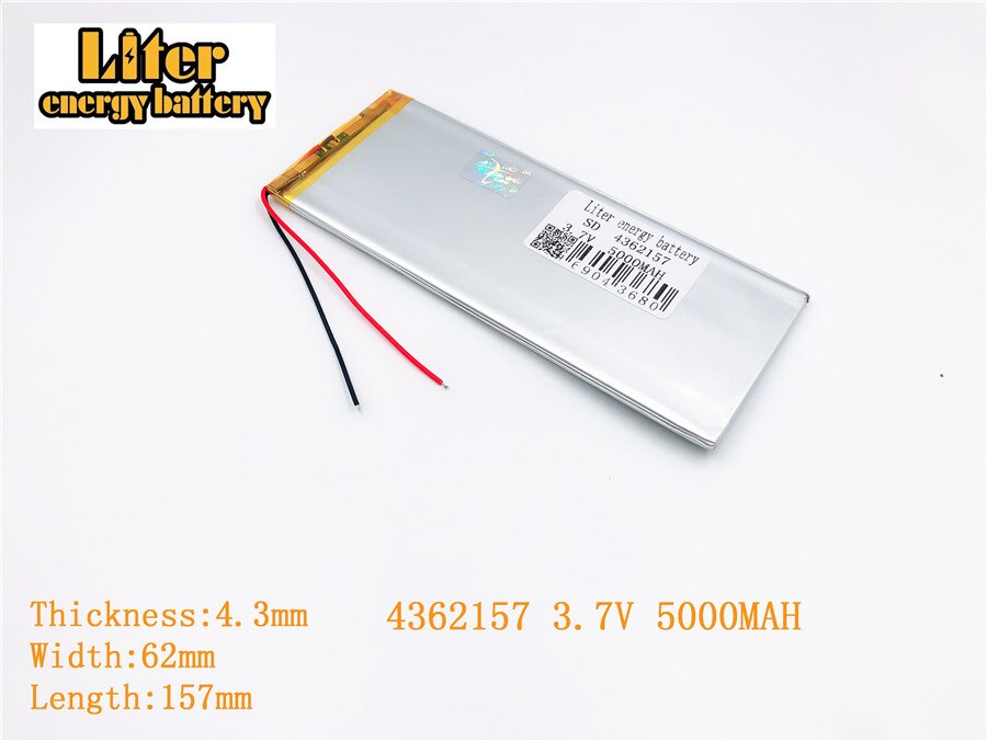 Lithium-polymer Battery - 5000mAh 3.7V - Model 4362157 - For Tablets - Original: 4362157 3.7V 5000MAH