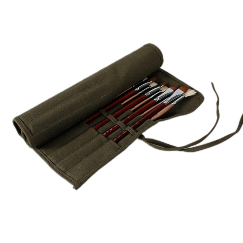 Borstel Zak Kunstenaar Aquarel Tekenen Pen Olie Verf Oprollen Canvas Gevallen Houder Pouch