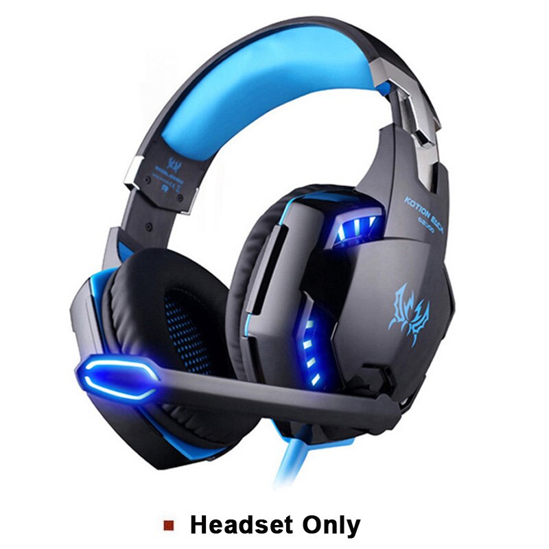 2022 Mode Gaming Headset Diepe Bas Stereo Game Hoofdtelefoon Met Microfoon Led Licht Voor PS4 Pc Laptop + Gaming Muis + Muizen Pad: G2000 Headset