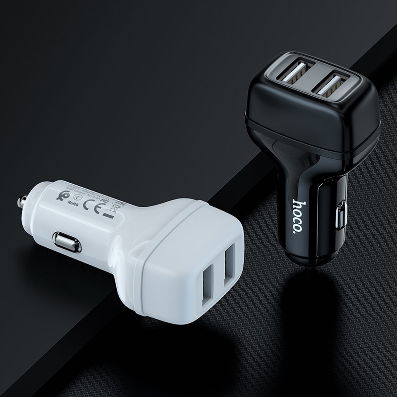 Hoco Dual Output Usb Car Charger Voor Iphone 11 Pro Xs 8 7 Plus Universele 5V2.4A Snel Opladen Adapter Voor samsung S9 S8 Oneplus