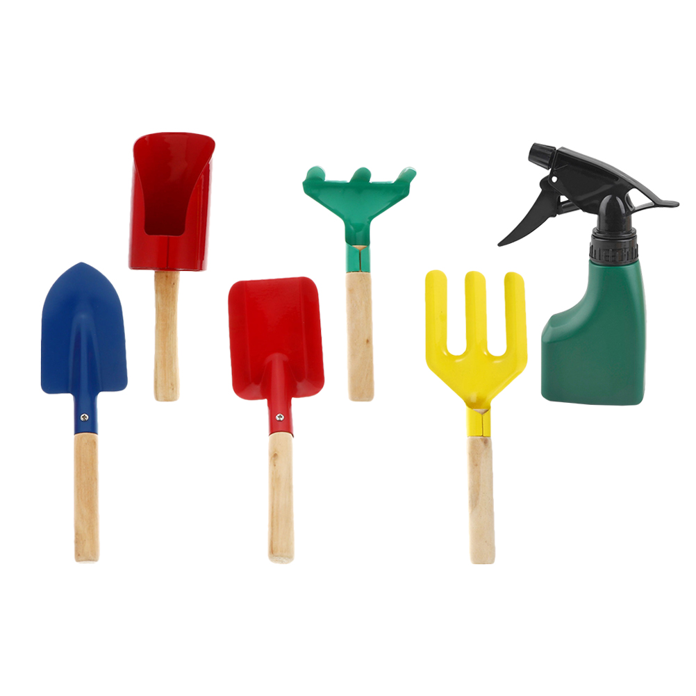 6Pcs Kids Garden Tool Shovel Rake Trowel Kids Outdoor Birthday Festival: Default Title