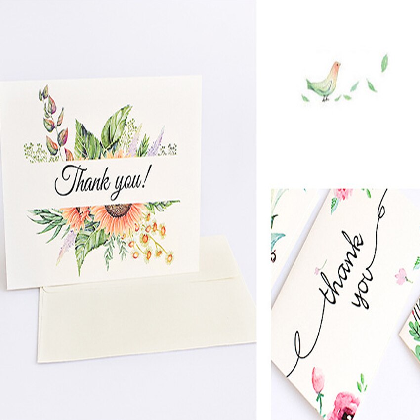 6 stk/sæt takkekort blomster små kort fest invitation lykønskningskort fødselsdag besked kort