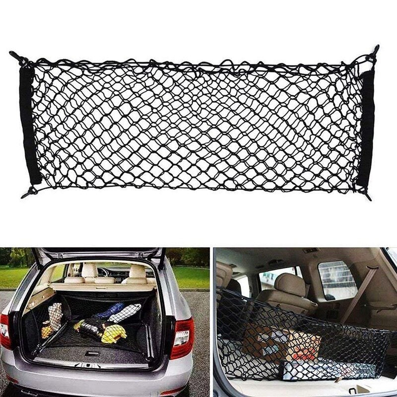 TopUniversal Car Trunk Cargo Net Holder Elastic Mesh Organizer Truck SUV 4 Hook Net
