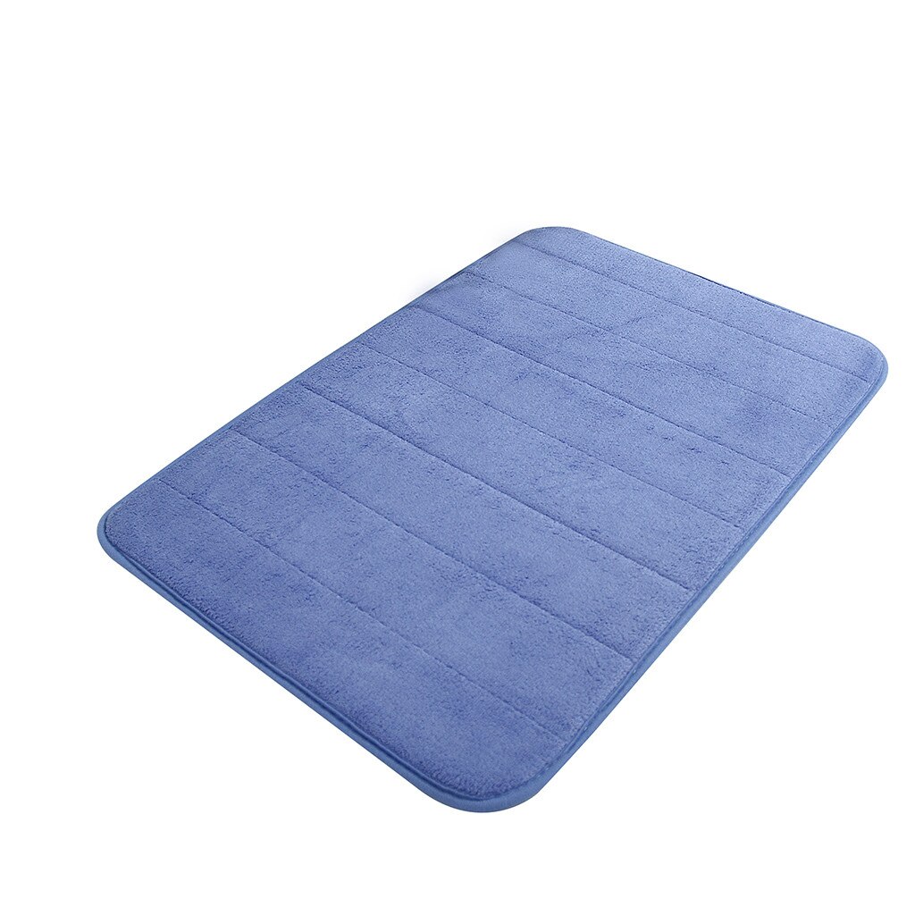 Badmat Badkamer Antislip Tapijt Absorberende Soft Memory Foam Mat Bad Badkamer Slaapkamer Vloer Douche Rug Decor Coral Fleece matten: Blue