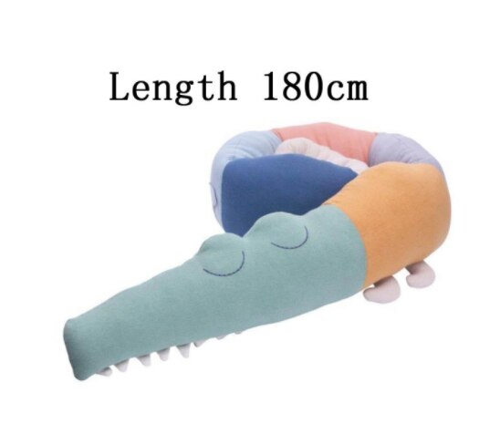 Newborn Baby Bed Splice Bumper Long Pillow Children Sleeping Anti-collision Bed Back Children Room Bumper Bedding Decoration: Color Crocodile