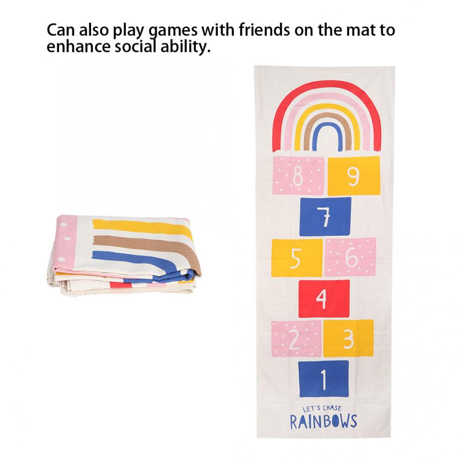 Baby legemåtte kravletæppe 190 x 70cm bomuld blødt kravletæppe spil rektangel måtte babyværelse dekoration spædbarnstæppe