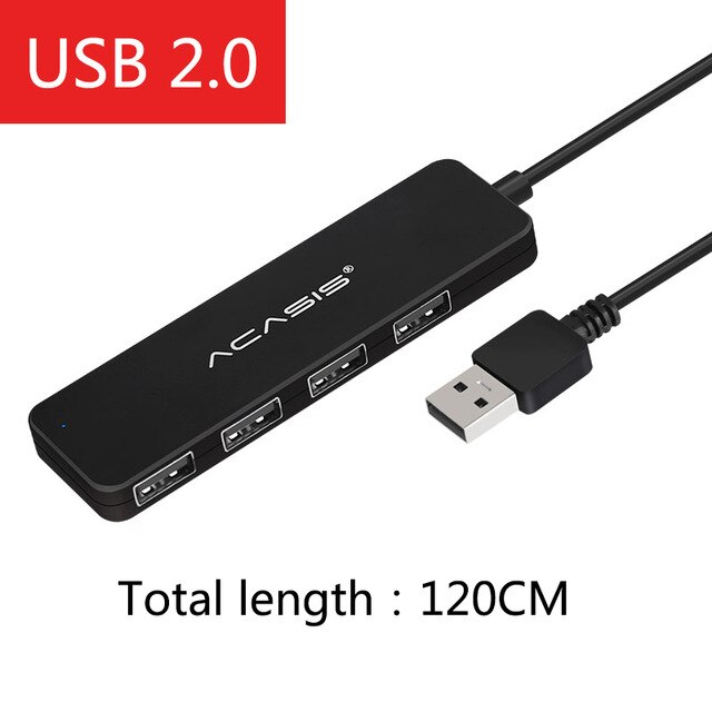 Usb C Hub 3.0 Type C Hub Splitter Voor Macbook Pro Oppervlak Usb 2.0 Hub Adapter Met Micro Usb 4 port Hub Voor Pc Laptop: USB  2.0(120cm)