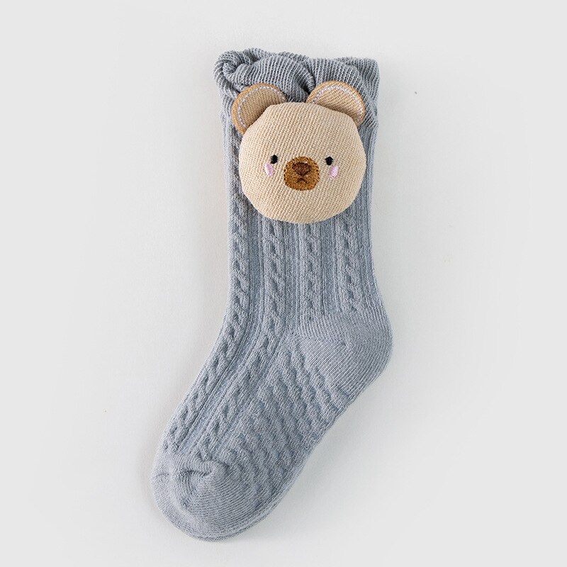 Kindje Anti Slip Vloer Schattige Dieren Katoenen Sokken Herfst Winter Pasgeboren Warme Dikke Zachte Baby Meisje Jongen Indoor Non Skid knie Sok: gray bear / 12-36 Months(M)