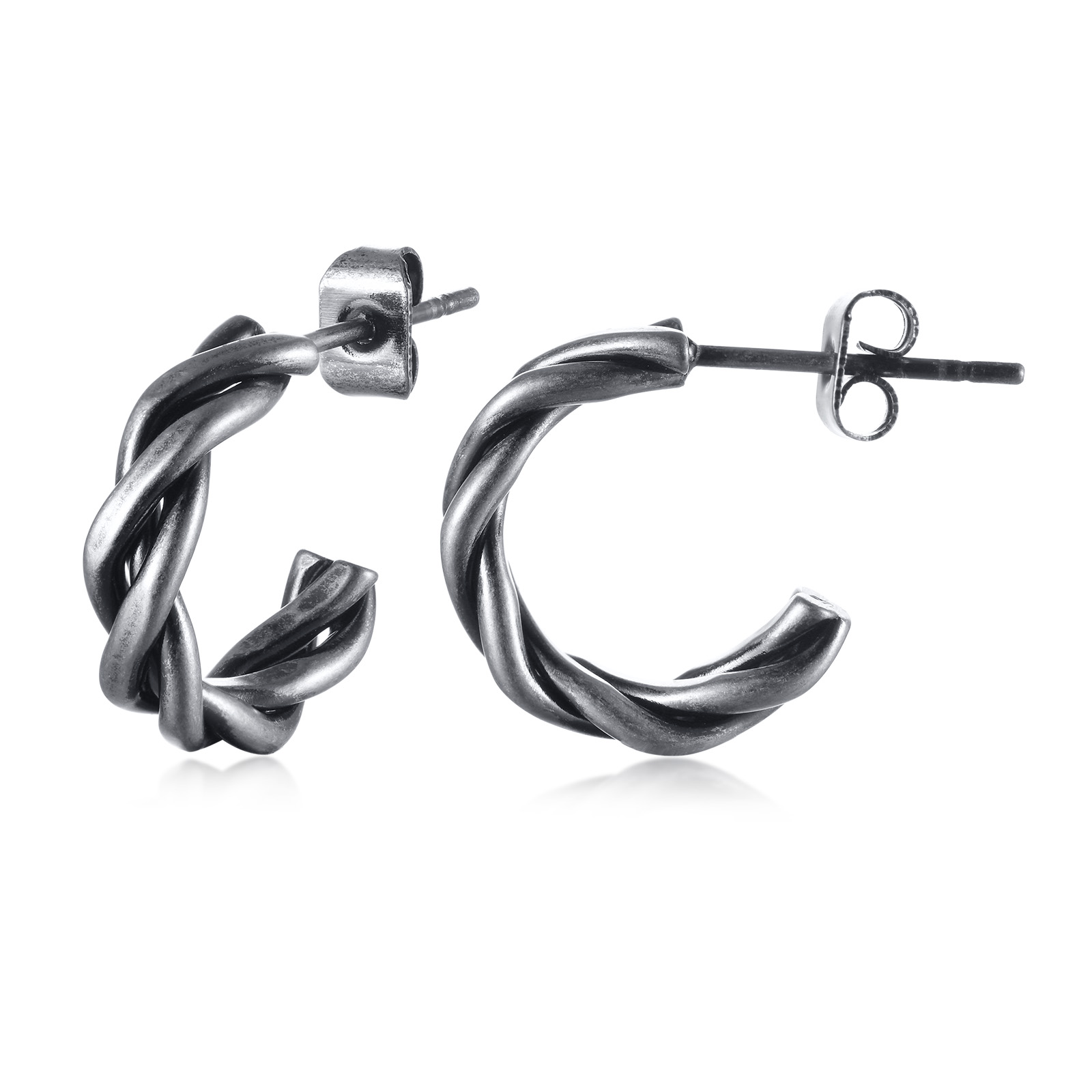 Mannen Hoops Oorbellen, Mini Twist Manchet Oorbellen. Rvs Twisted Kleine Hoops Earring, Minimalistische Mannen Sieraden