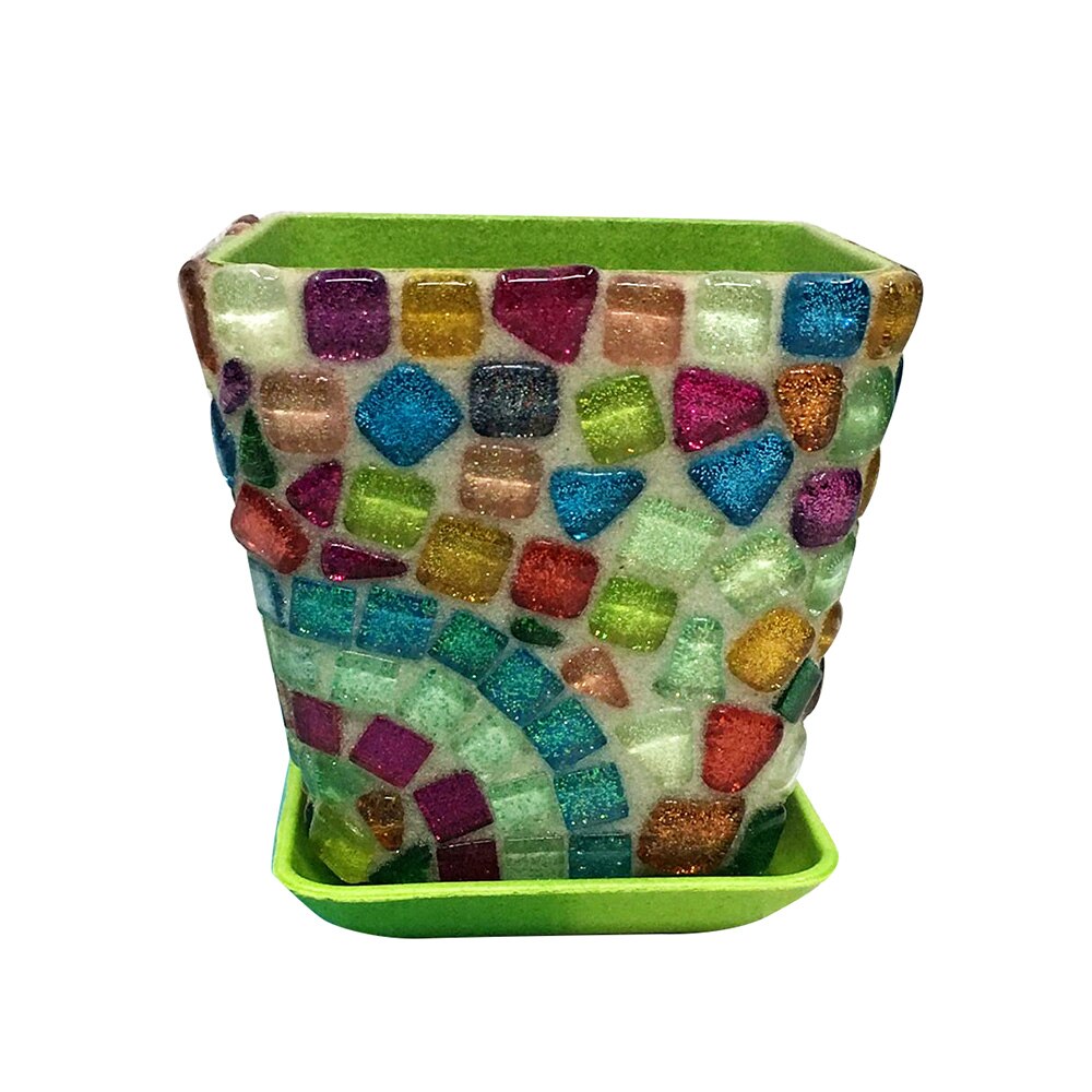 Mini maceta de plantas suculentas Multicolor, mosaico de arte polígono, azulejos, Material para manualidades y manualidades DIY: 6