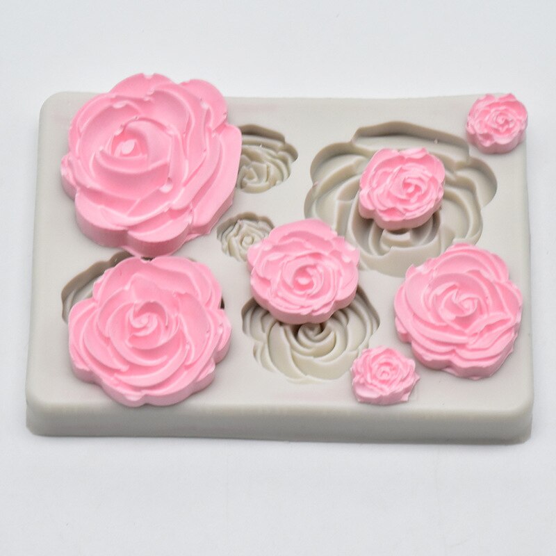 Diy silikone fondant skimmel blomster rose form 7 hul chokoladeforme kage til bagning  j2y