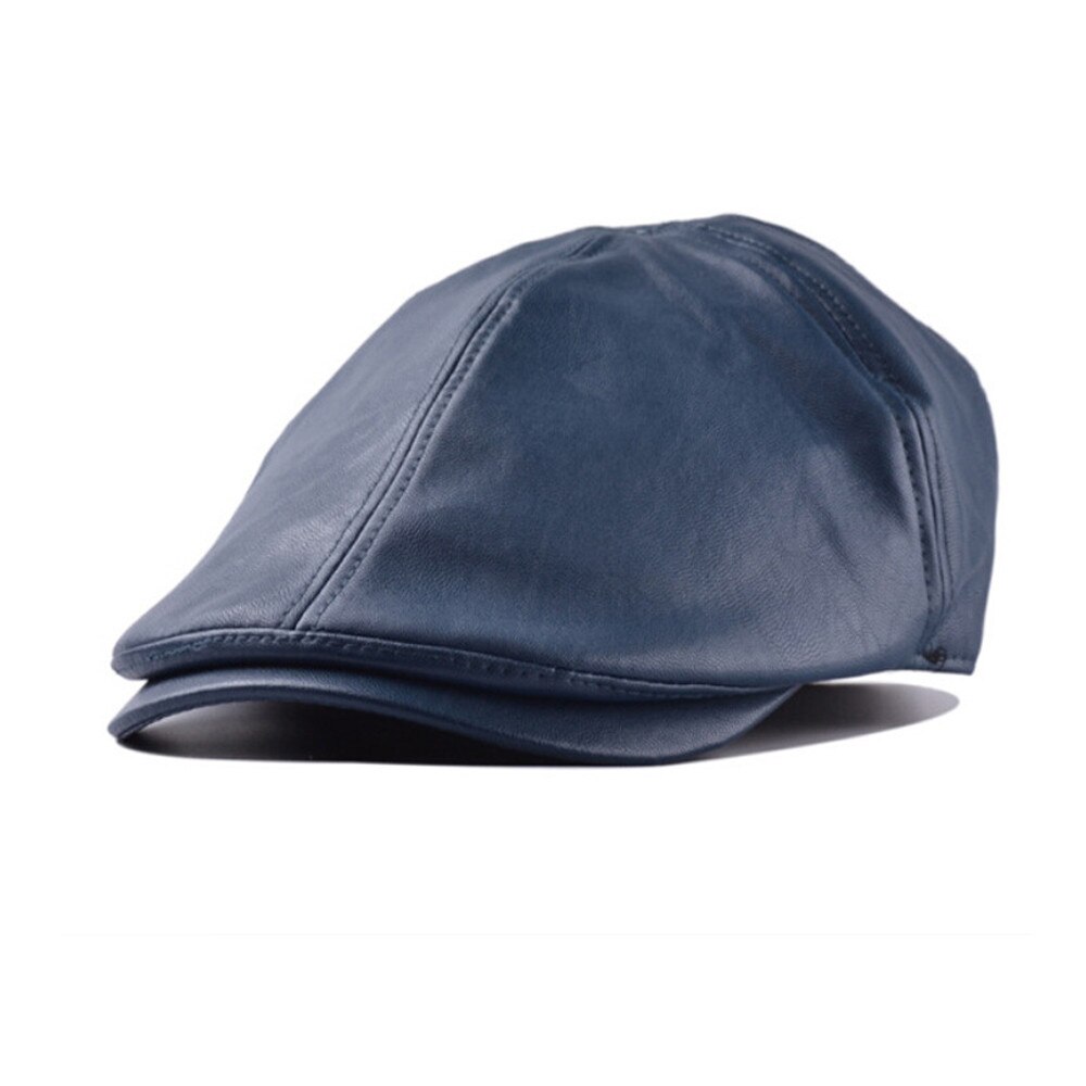 Boina de cuero Artificial con orejas y Cierre trasero para hombre, gorro de invierno con orejas y Cierre trasero, Unisex,: Navy Hat