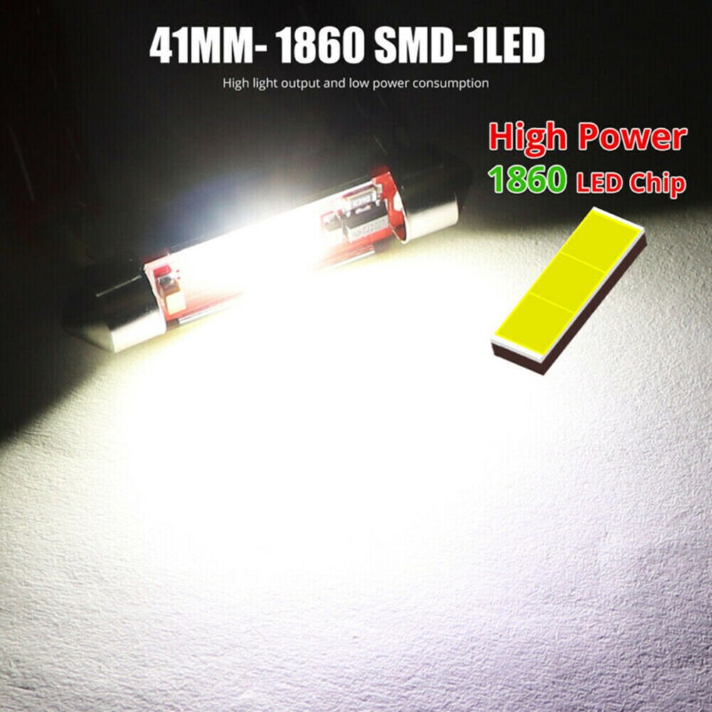 2 stk mærke og 41mm led pære fejlfri hvid  c5w bil interiør kuppel kort lampe sæt