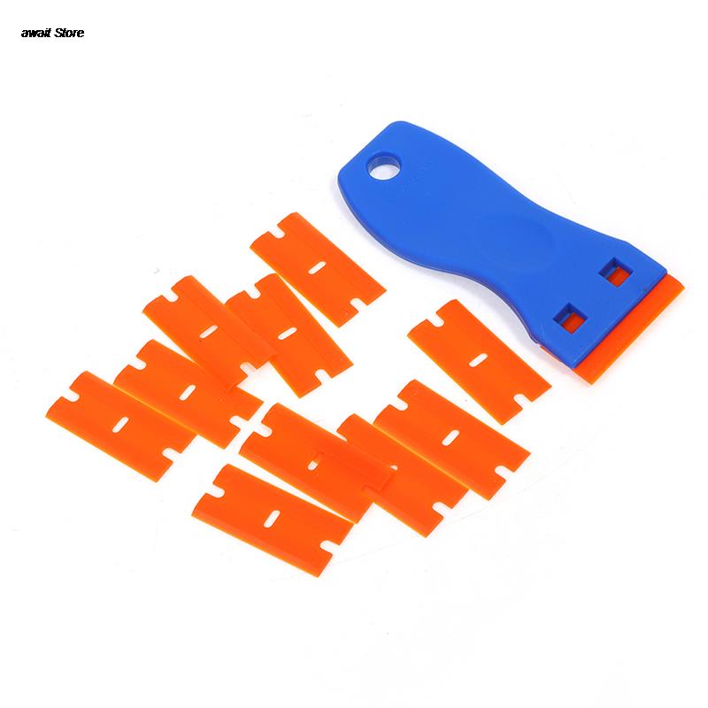 1.5 &quot;Plastic Scheermes Schraper Met 10Pcs Dubbele Randen Plastic Messen Voor Verwijderen Auto Labels Stickers Lijm Stickers op Glas Windows