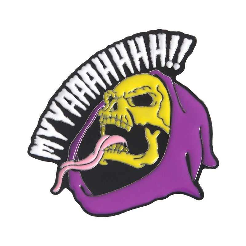 9Styles Skeletor Purple Hood Enamel Pin Masters of The Universe Badge Brooch Bag Clothes Lapel Classic Cartoon Jewelry: MYYAAAHHHH