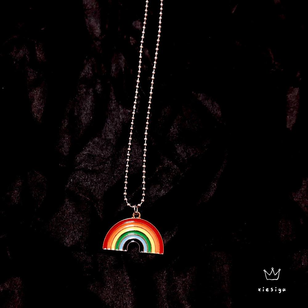 Harajuku tęcza tytanowa stal nierdzewna łańcuch naszyjniki dla kobiet dziewczynki retro ziemia fajny kolor tęcza naszyjniki biżuteria prezent