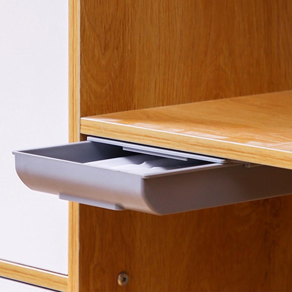 Skjult skuffe opbevaringsboks under skrivebordet bord pasta arrangør bord forsyninger brevpapir etui holder blyant selvklæbende makeu  q3 v 4