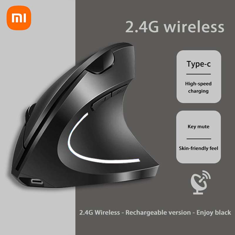 Bezprzewodowa mysz pionowa Xiaomi Bluetooth 2,4 GHz Ergonomiczne myszy do gier 1600 DPI Regulowane biura Optyczne klawiatury elektroniczne: DARKNESS