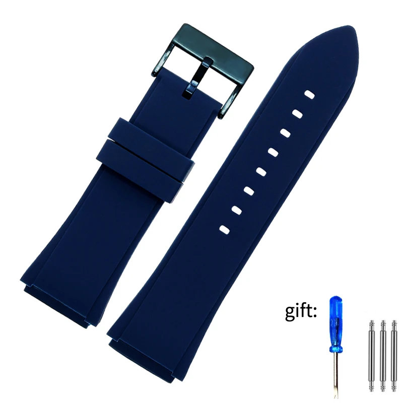 Pulseira de relógio para relógio GUESS U0247G3 W1058G2 W0040G3 azul preto pulseira de relógio de borracha de silicone de alta qualidade 22mm: BLACK WHITE