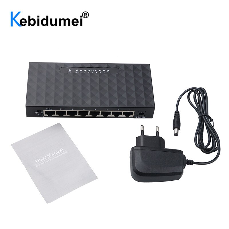 8 Poort Netwerk Ethernet Switch Smart Gigabit Switch 10/100/1000Mbps Netwerk Lan Hub Hoge Prestaties ethernet Switcher