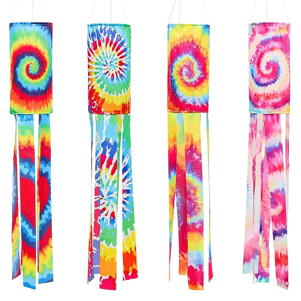Bunte halloween-windsäcke, hängedekorationen, einzigartige Batik-windsäcke mit flaggenmuster für haus, garten, außendekoration, partyzubehör