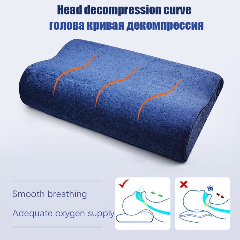 Bamboo Fiber Wave Shaped Latex Memory Foam Pillow Neck Therapy Comfort Velvet Fabric Slow Rebound Bed Pillow for Sleep