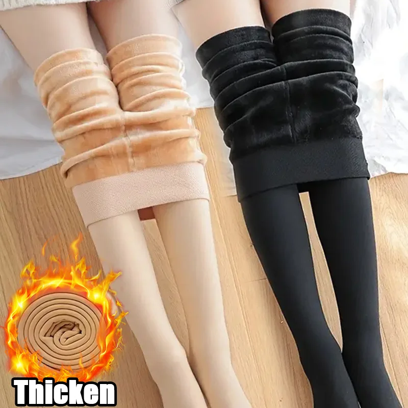 Vrouw Fleece Warme Panty Winter Dikker Thermische Panty Sexy Effen Kousen Slanke Elastische Fluwelen Panty Vrouwelijke Legging