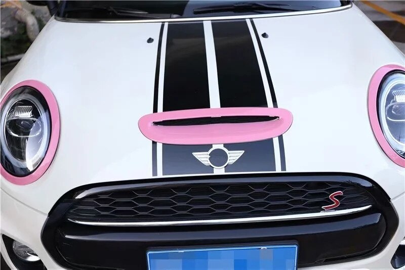 Voor Bmw Mini Cooper F55 F56 F57 Motorkap Luchtinlaat Trim Strip Carbon Fiber Stijl Auto Kap Verfraaiing Accessoires roze