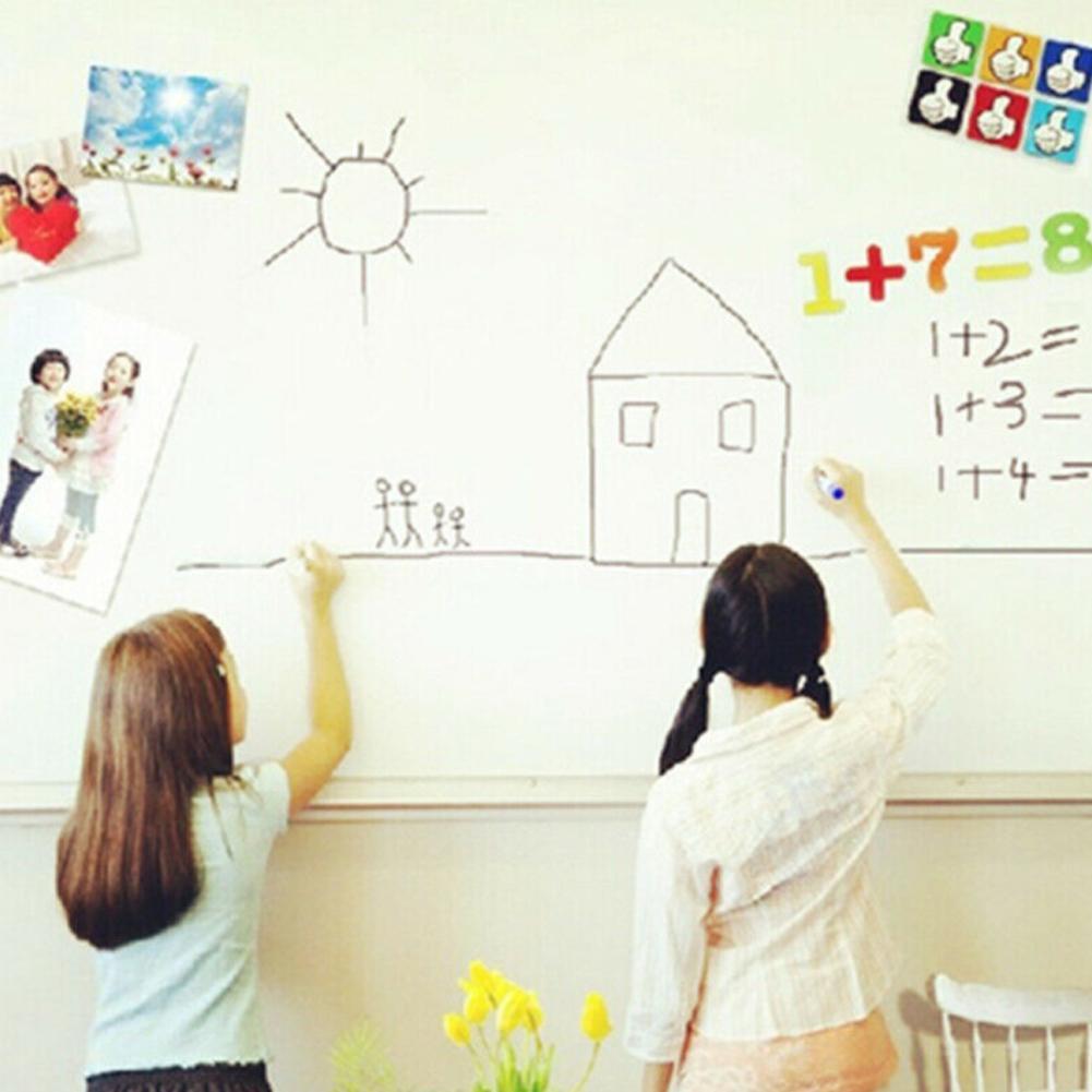 45x200cm Whiteboard Sticker Waterproof Wallpaper Decor Remind Message Boards White Board Chalkboard With Pen Kid Write Graffiti