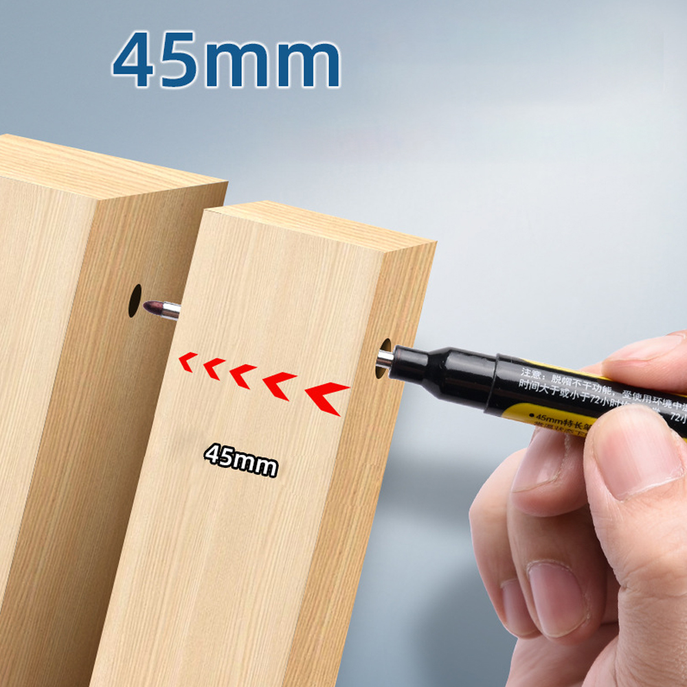 1/3/6 pces 45mm multi-purpose cabeça longa marcadores caneta buraco profundo canetas marcador para carpintaria telha decoração tinta vermelha/preta/azul