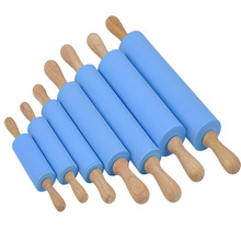 Deeg Roller Silicone Houten Keuken Pin inch Meel Bakken Tools Rolling 23cm Handvat Koken Non-stick Gebak 4