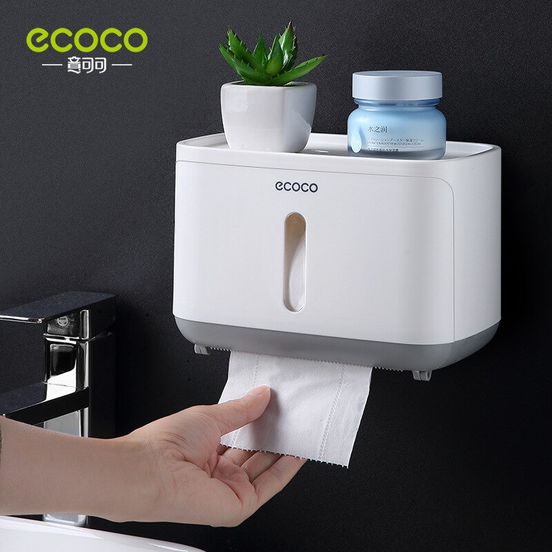 Nailless Waterdichte Badkamer Wc-papier Doos Korte Multi-Functionele Tissue Dispenser Muur Opknoping Opslag Houder Ecoco